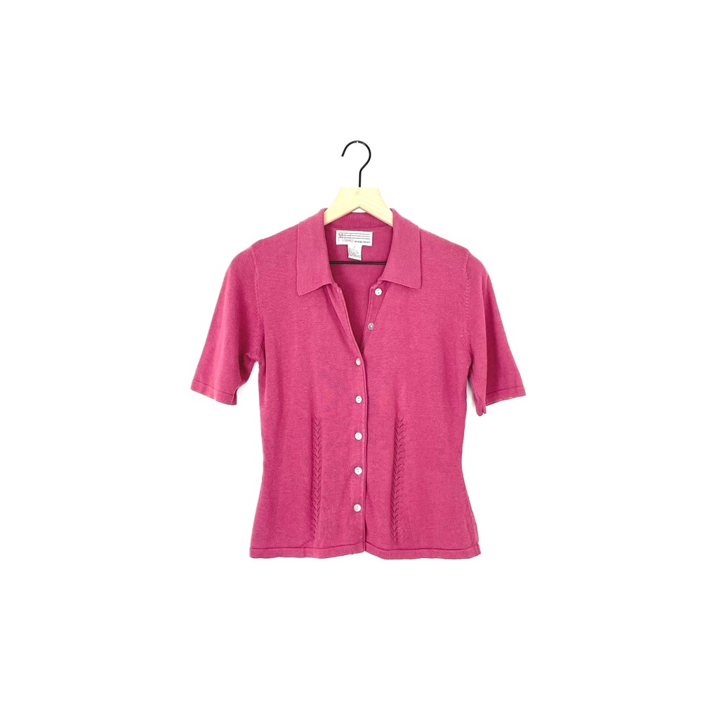 Vintage short sleeve cardigan in magenta purple size S